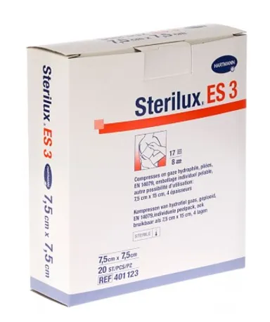 Sterilux ES3 20 Steriele Verbanden 8 Vouwen 7,5x 7,5cm