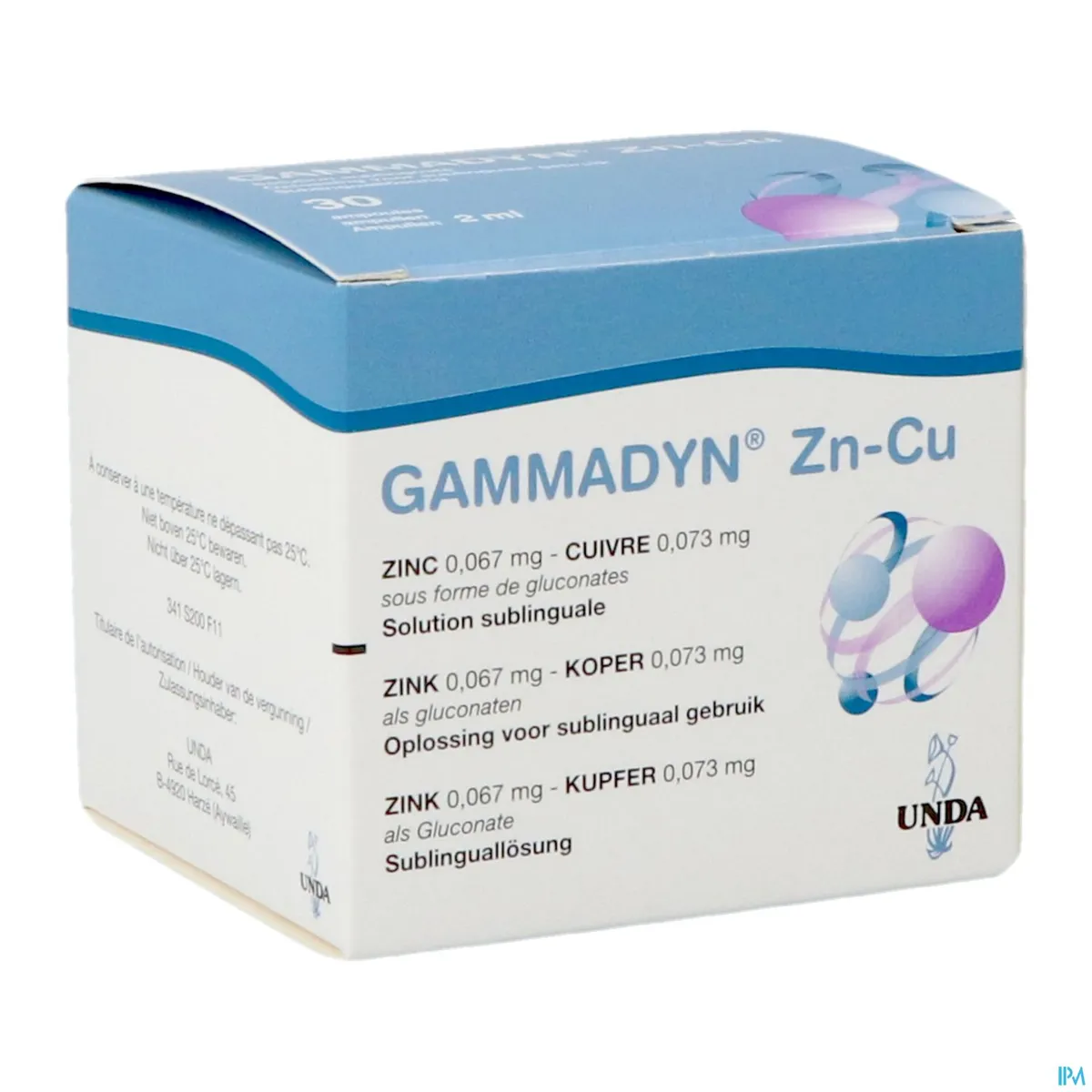 Gammadyn Zink (Zn) Koper (Cu) Ampullen 30x2ml Unda