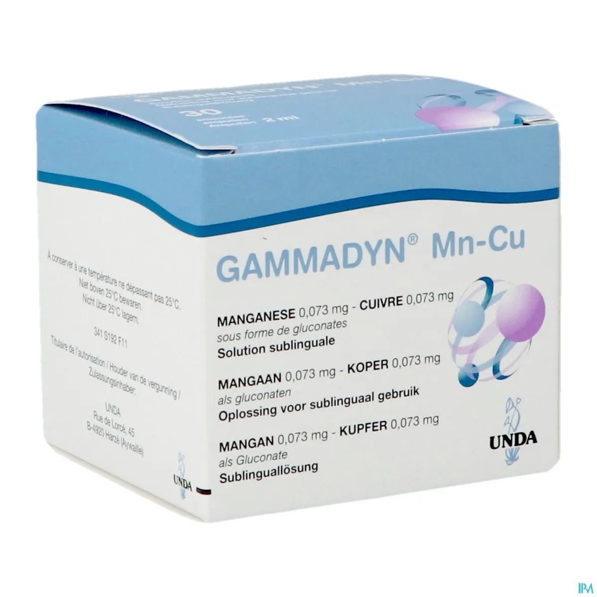 Gammadyn Manganèse (Mn) Cuivre (Cu) Ampoules 30x2ml Unda