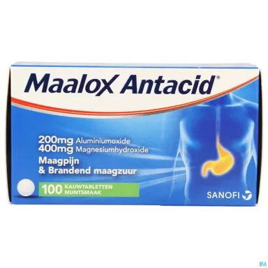 Maalox Antacid 200mg/400mg 100 Comprimés à Croquer (Menthe)