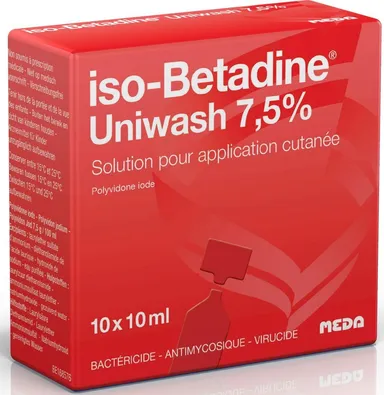 iso-Betadine Uniwash 7,5% Solution pour Application Cutanée Unidose 10 x 10ml