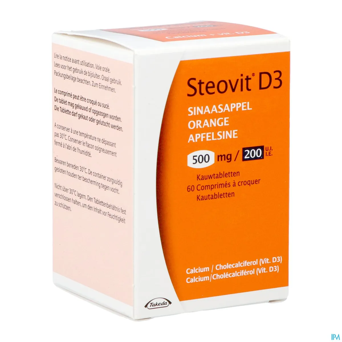Steovit D3 500mg/200 IU 60 Kauwtabletten (Sinaasappel)