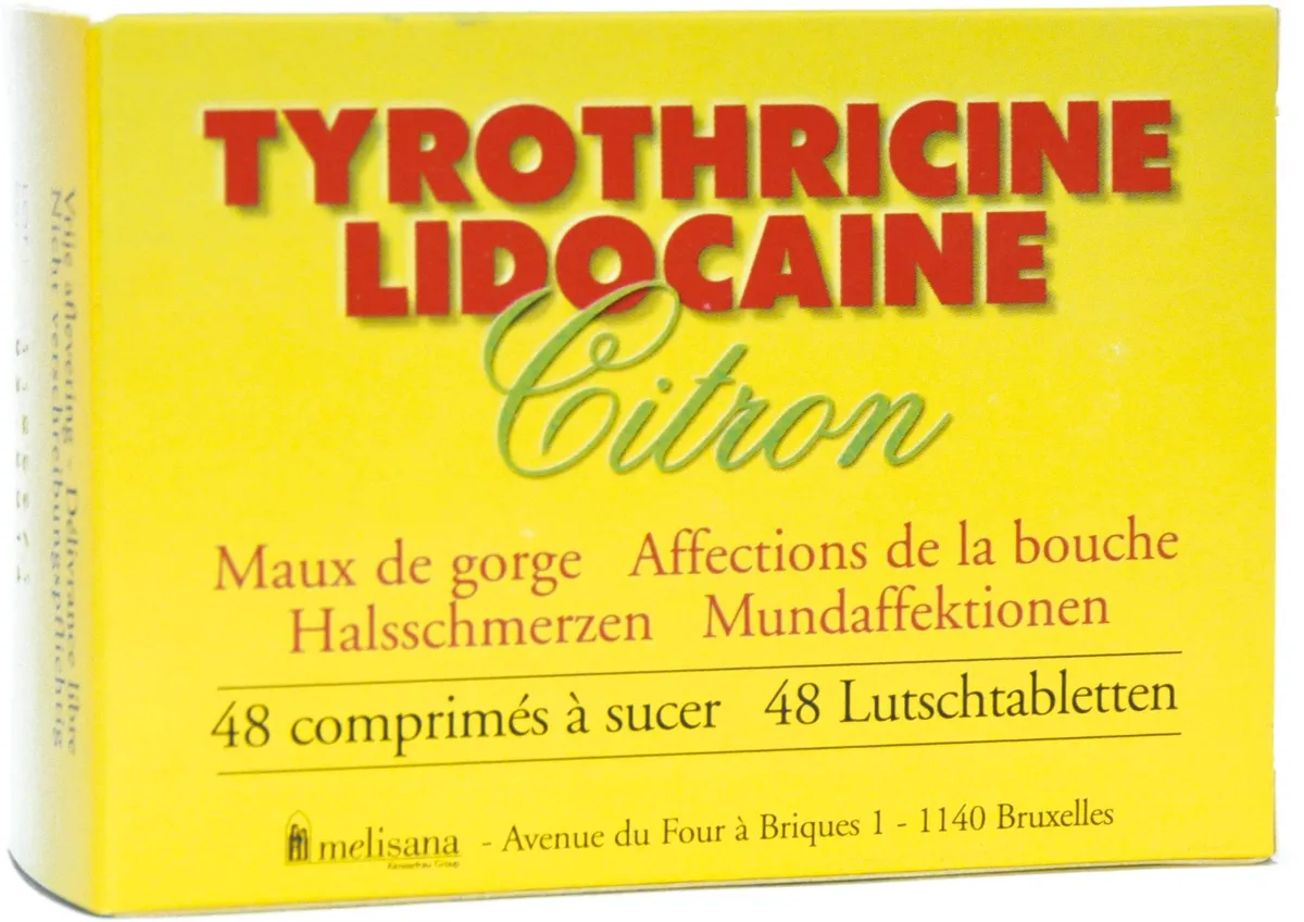 Tyrothricine Lidocaine Citron 48 Comprimés à Sucer