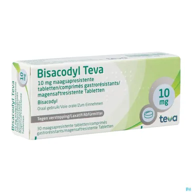 Bisacodyl Teva 10mg 30 Comprimés Gastro-Résistants