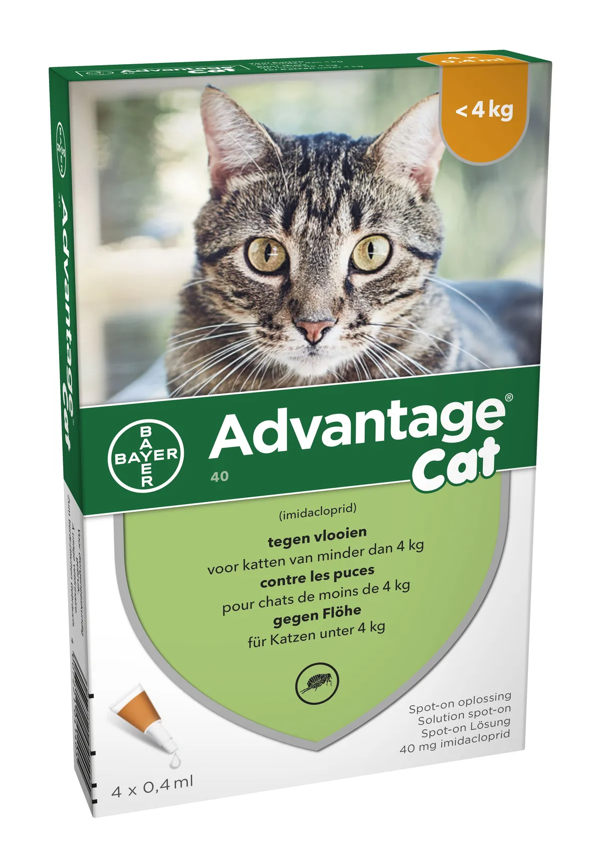 Advantage 40 Katten < 4 kg 4 x 0,4 ml