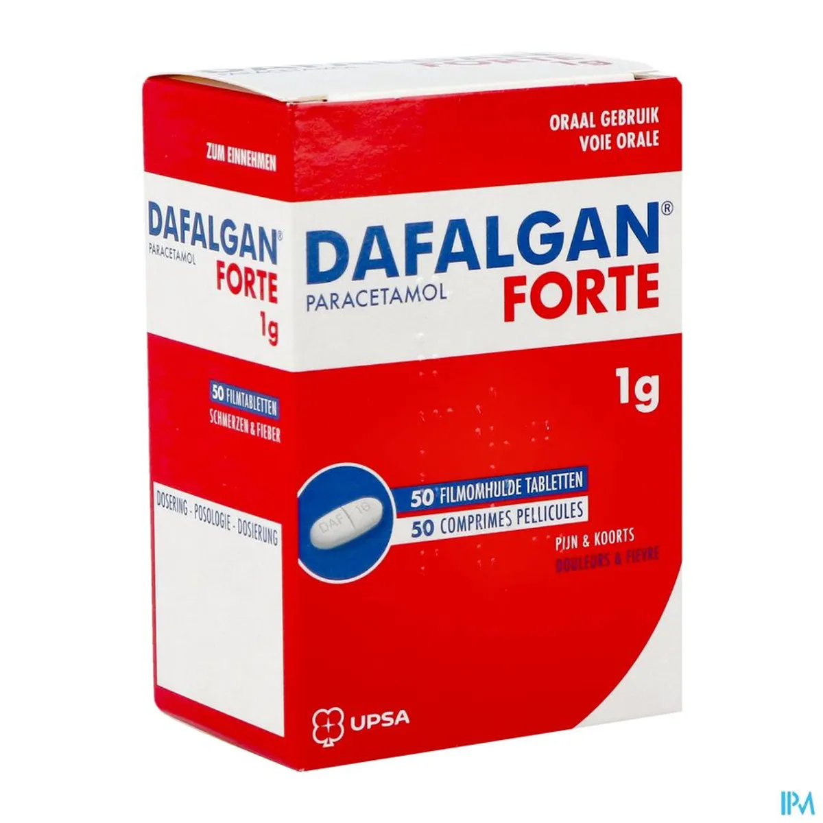 Dafalgan Forte 1g 50 filmomhulde tabletten