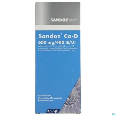 Sandoz Ca-D 600mg/400IE 40 Comprimés Effervescents
