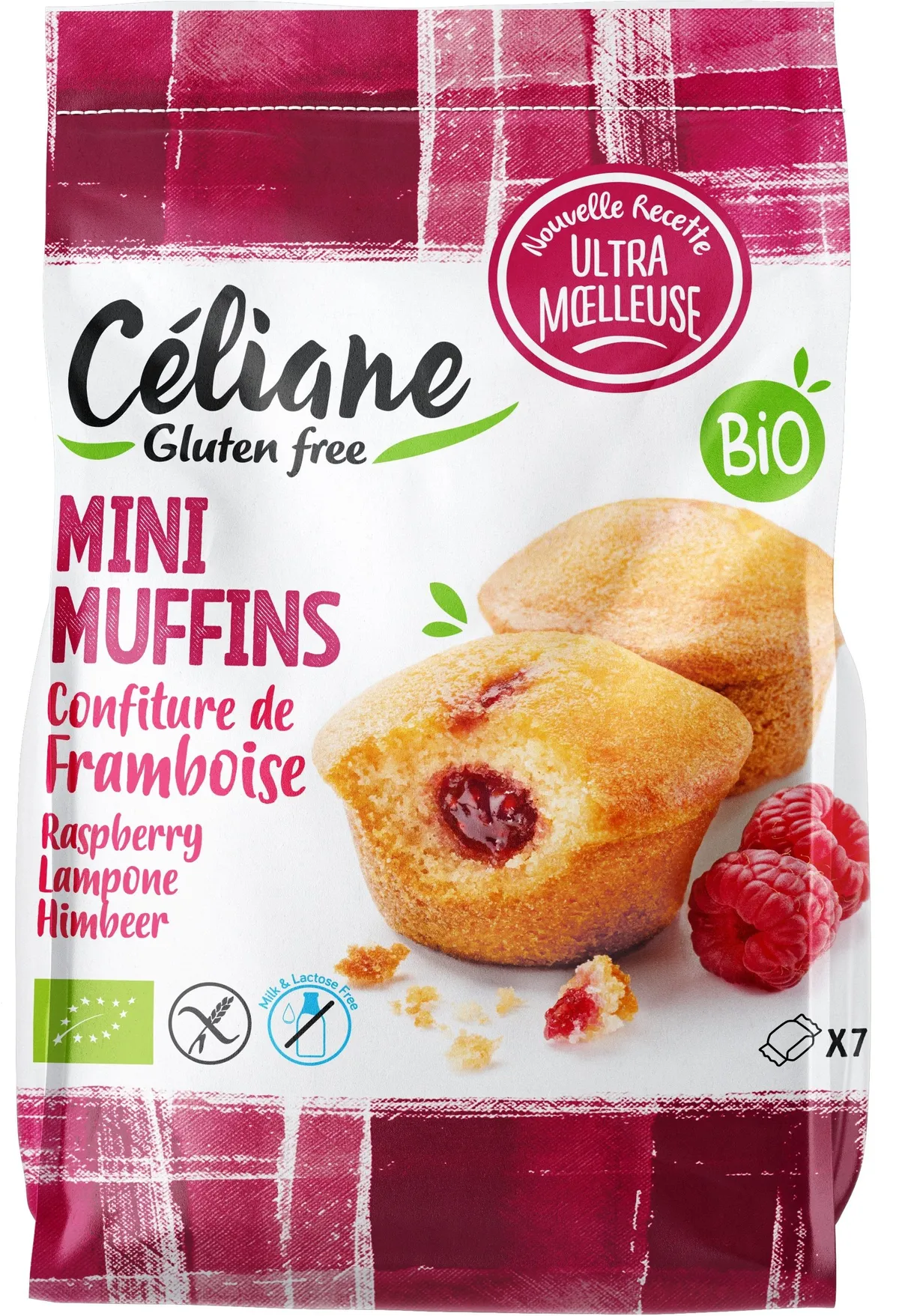Céliane Minimuffins Framboos Bio 7 stuks 200 g
