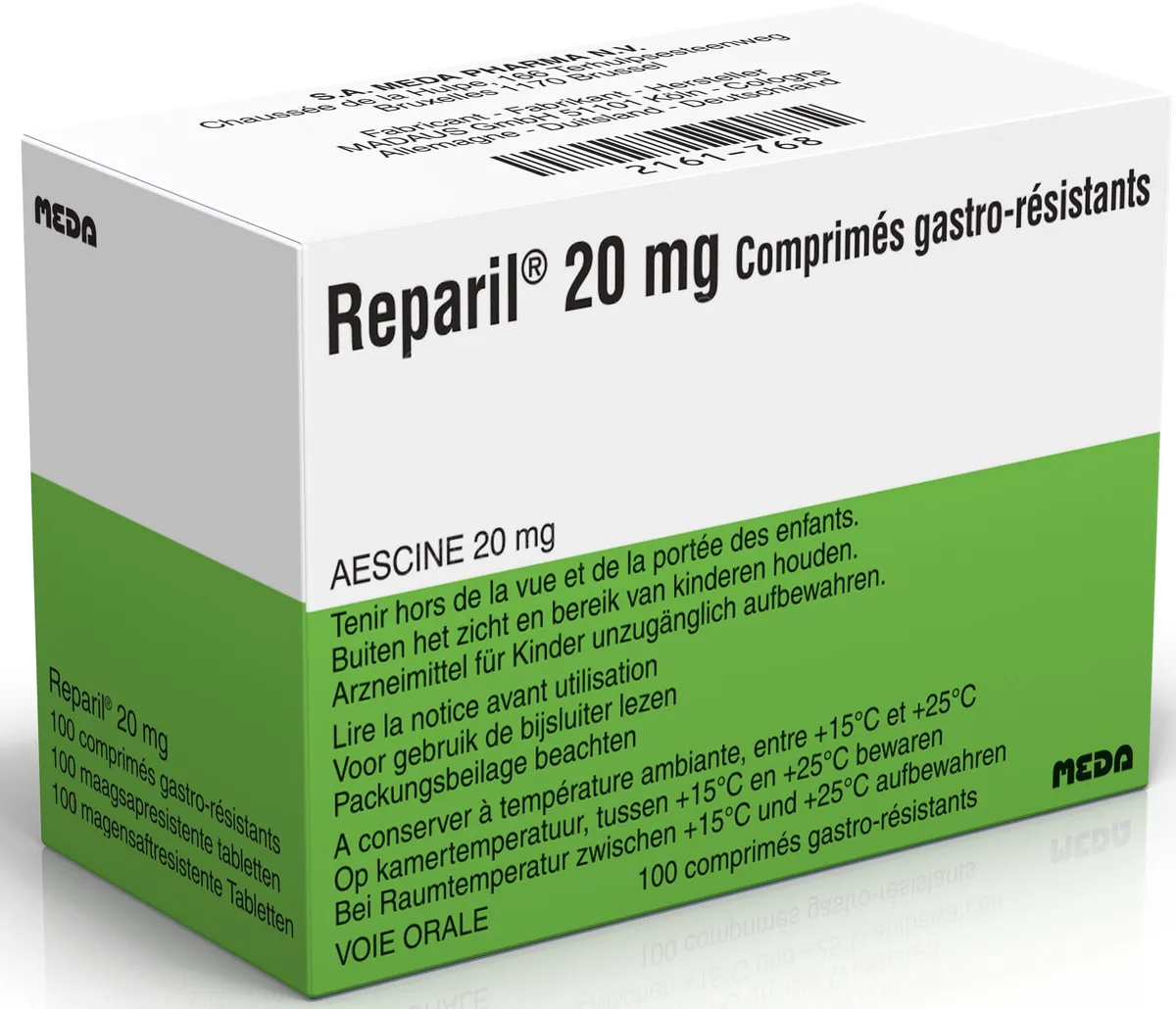 Reparil 20mg 100 Comprimés Gastro-résistants