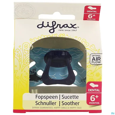 Difrax Sucette Silicone Dental+anneau Boy +6m 800