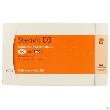 Steovit D3 500mg/200 IU 168 Kauwtabletten (Sinaasappel)
