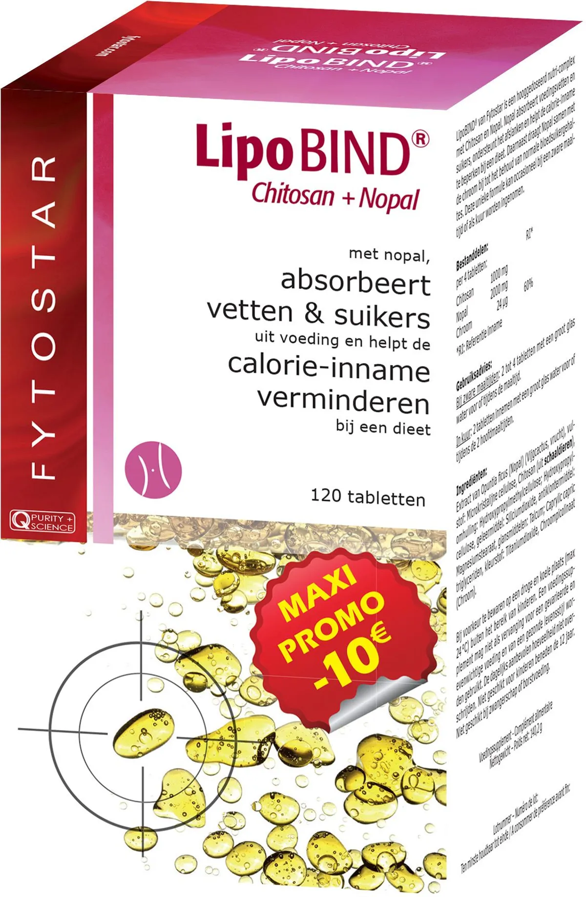 Fytostar Lipobind Chitosan Nopal 120 Tabletten (promo min 10 euro)