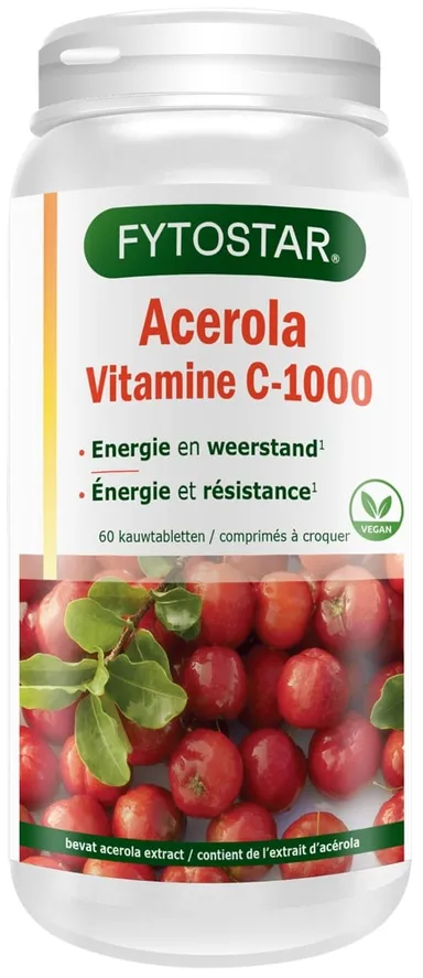 Fytostar Vitamine C-1000 Acérola 60 Comprimés à croquer