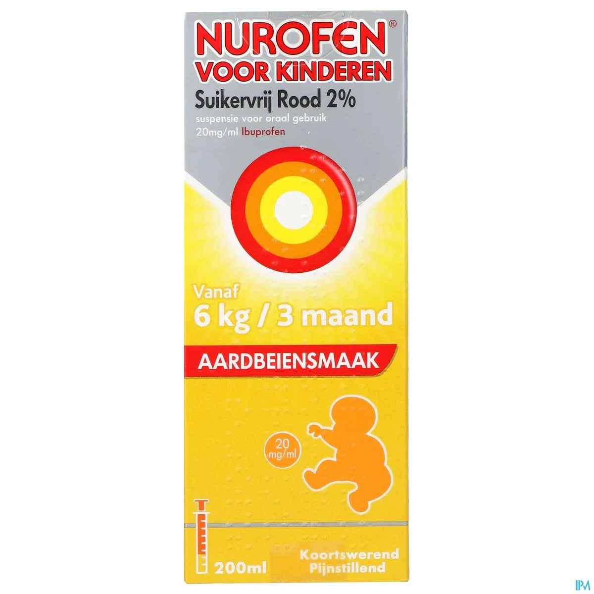 Nurofen Kind Orale Suspensie 2% Aardbeiensmaak 200ml