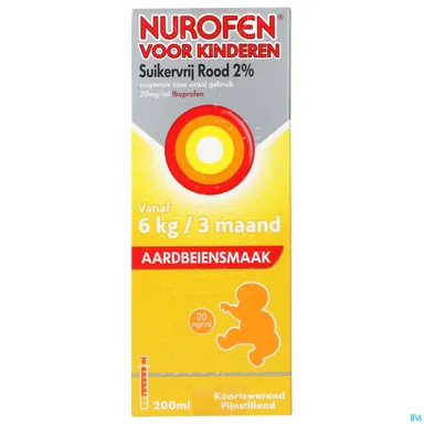Nurofen Kind Orale Suspensie 2% Aardbeiensmaak 200ml