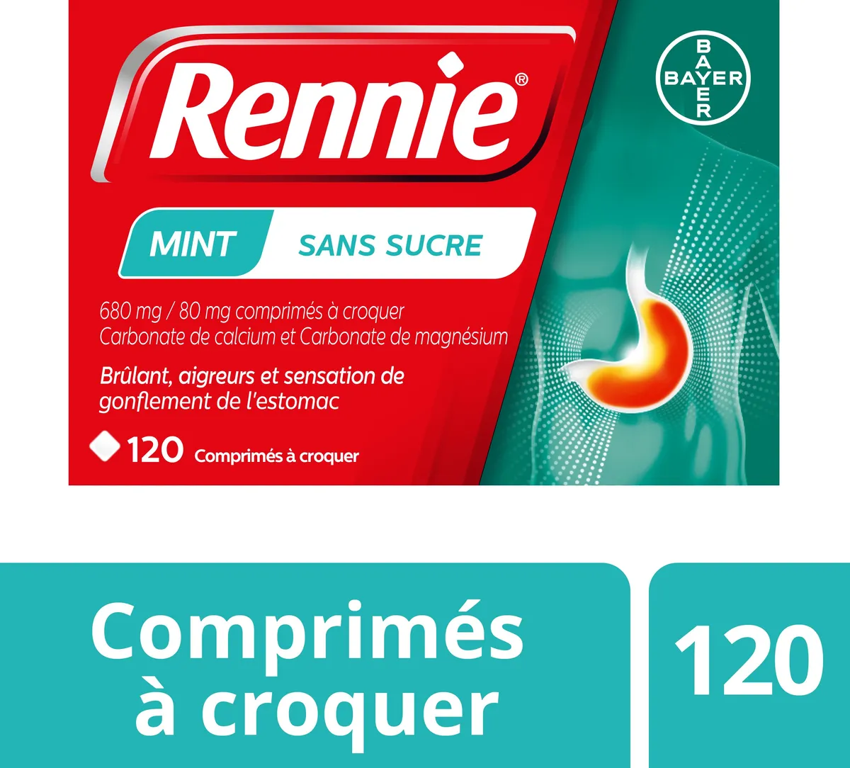 Rennie Menthe 120 Pastilles