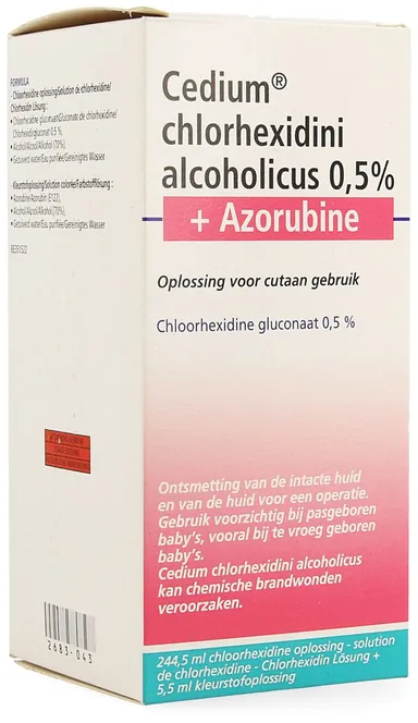 Cedium Chlorhexidini Alcoholicus 0,5% + Azorubine Oplossing 250ml