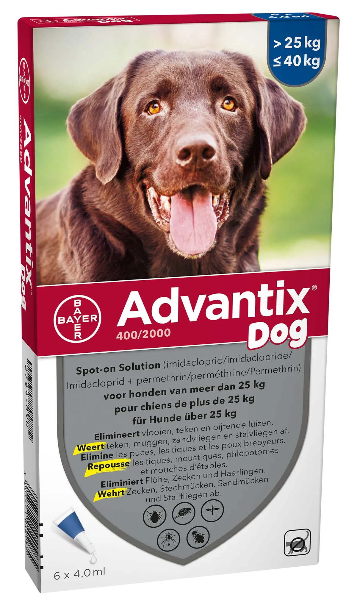 Advantix 400/2000 Chiens 25<40kg Fl 6x4,0ml
