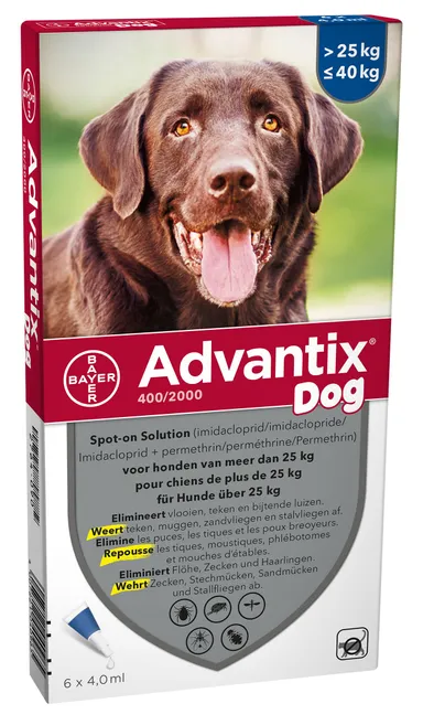 Advantix 400/2000 Chiens 25<40kg Fl 6x4,0ml