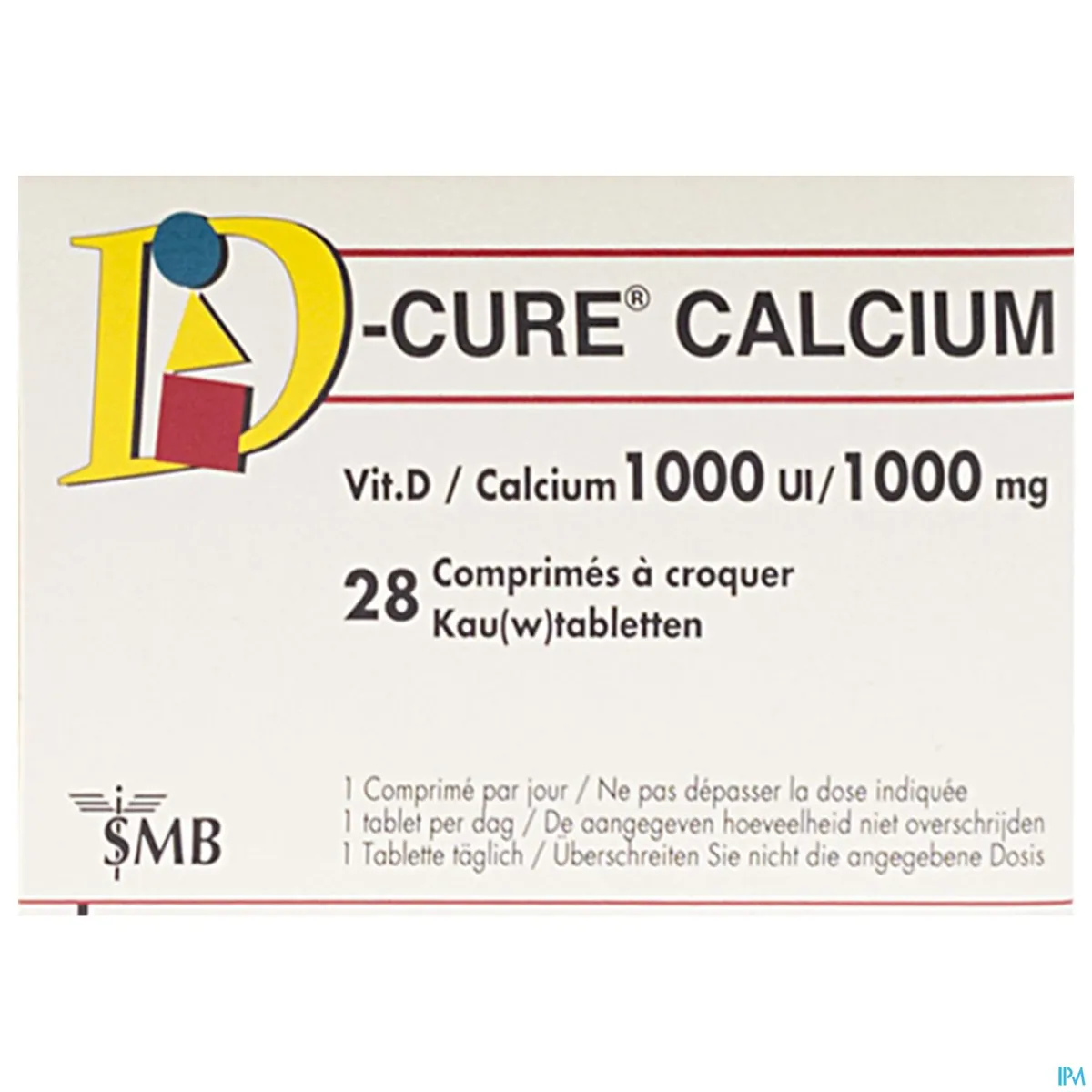 D-Cure Calcium 1000mg/1000ui 28 Comprimés à Croquer