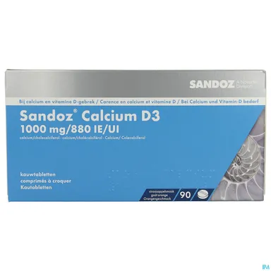 Sandoz Calcium D3 1000mg/880UI 90 Comprimés à Croquer