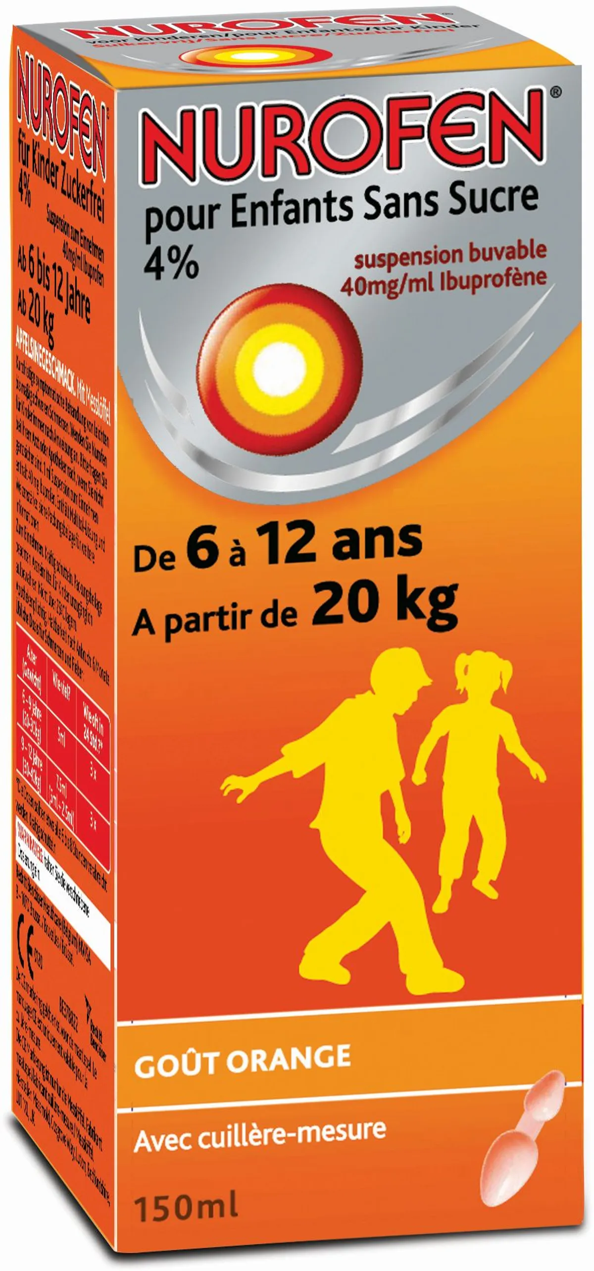 Nurofen Enfant Suspension Buvable 4% Gout Orange 150ml