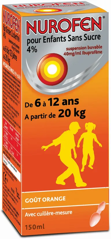 Nurofen Enfant Suspension Buvable 4% Gout Orange 150ml