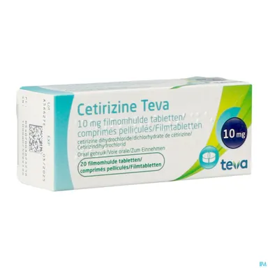 Cetirizine Teva 10mg 20 Comprimés