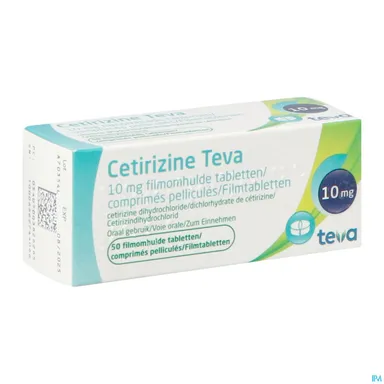 Cetirizine Teva 10mg 50 Comprimés