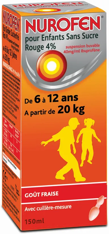 Nurofen Enfant Suspension Buvable 4% Gout Fraise 150ml