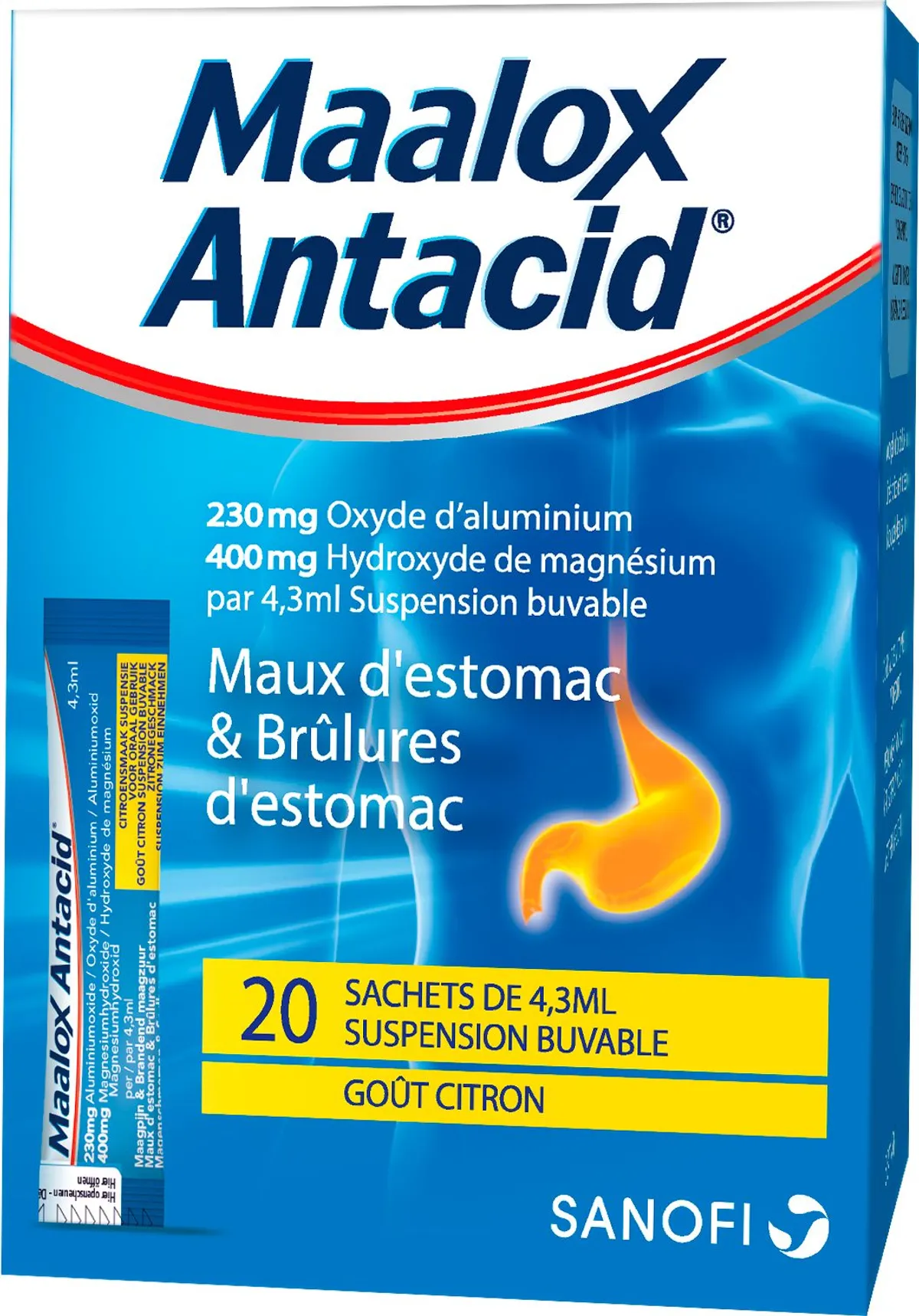 Maalox Antacid 230mg/400mg Suspension Buvable 20x4,3ml