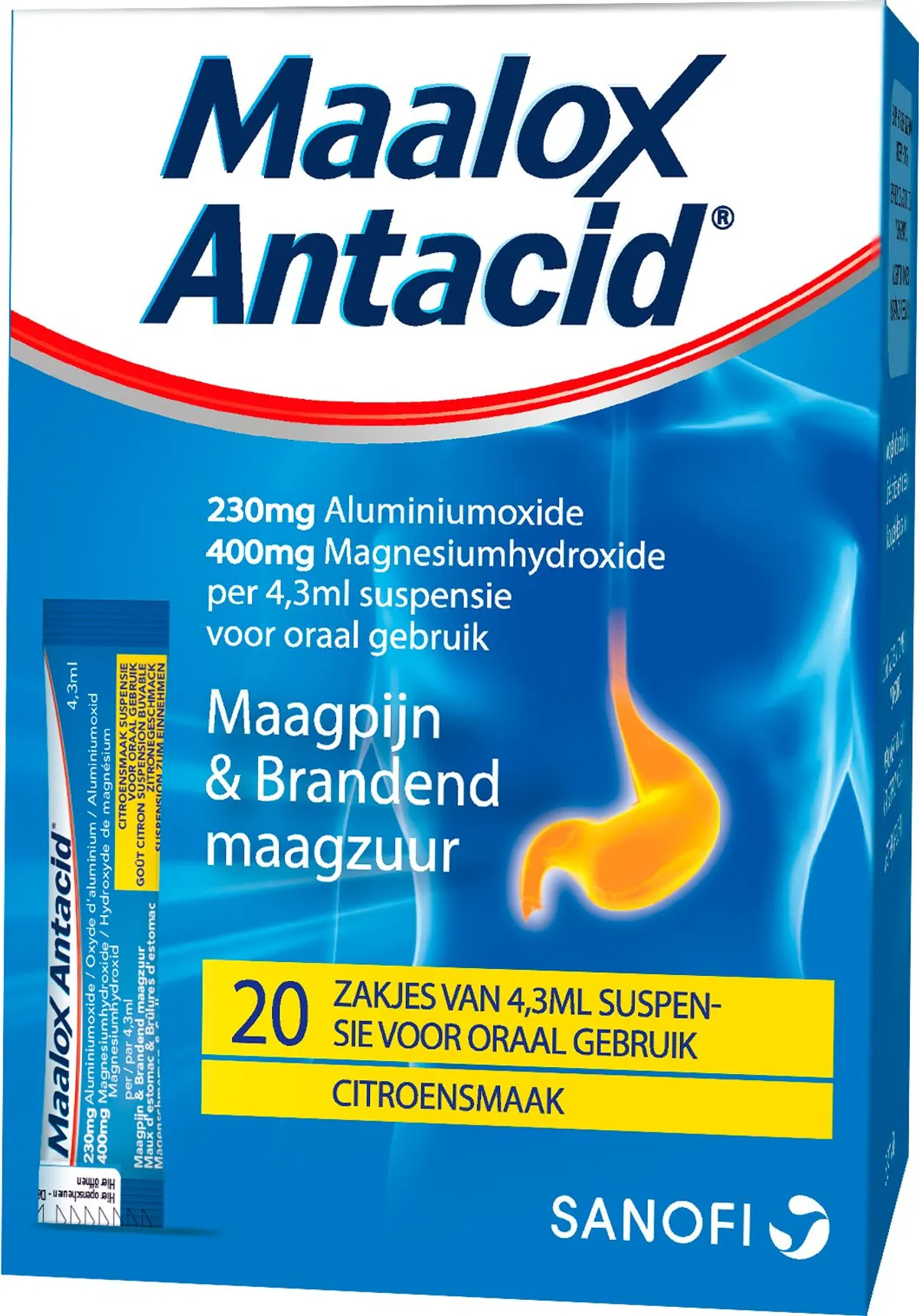 Maalox Antacid 230mg/400mg Drinkbare Suspensie 20x4,3ml