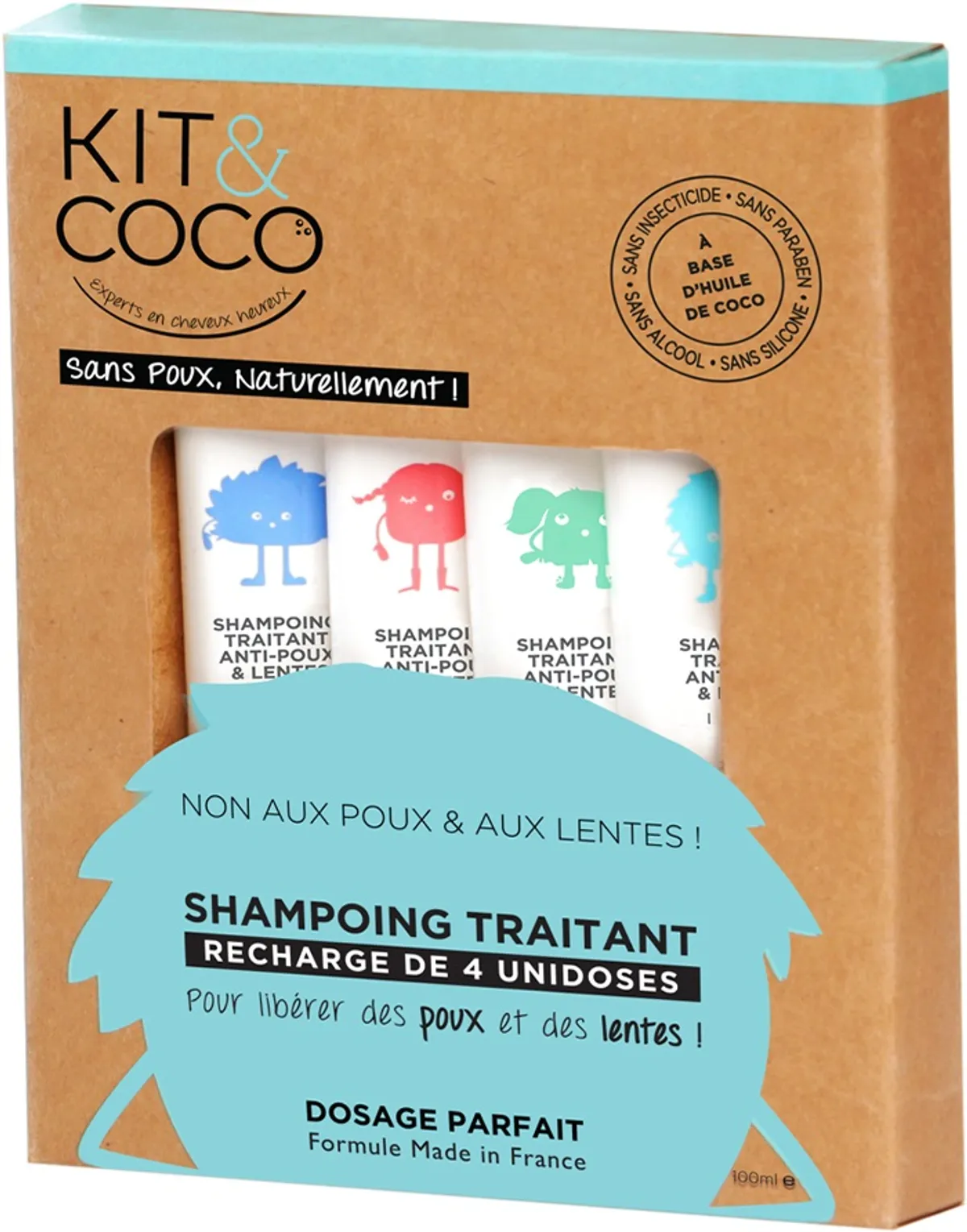 Kit&Coco Shampooing Traitant Recharge 4x25ml