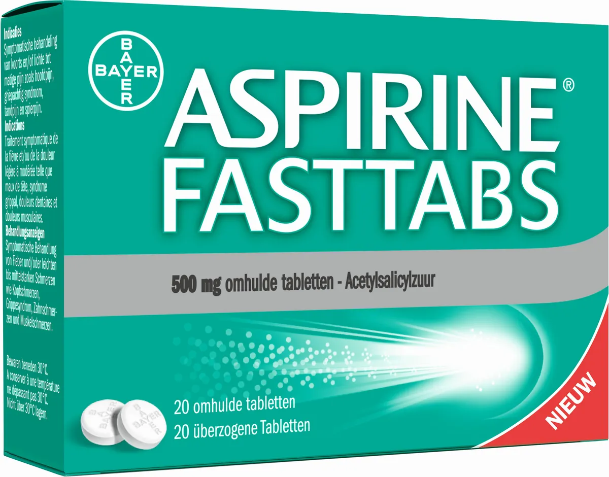Aspirine Fasttabs 500mg 20 tabletten