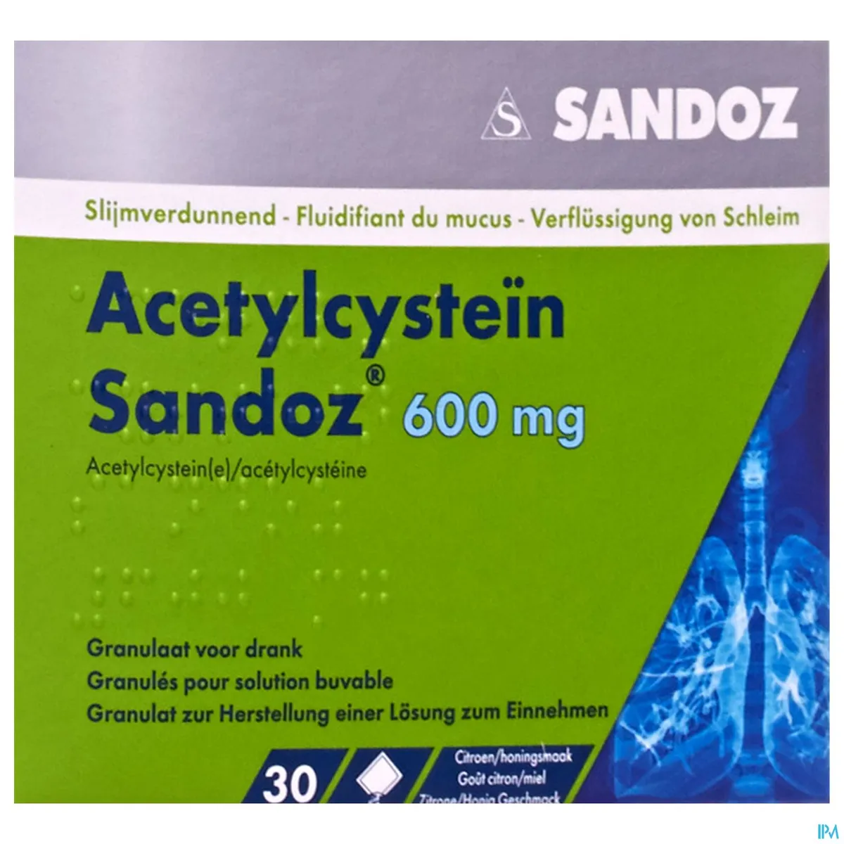 Acetylcystein Sandoz 600mg Poudre Solution Buvable 30 Sachets