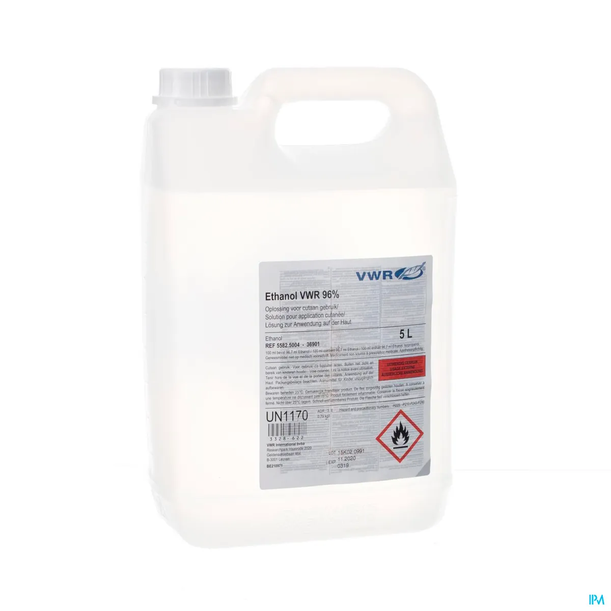 Ethanol VWR 96% Solution pour Application Cutanée 5L