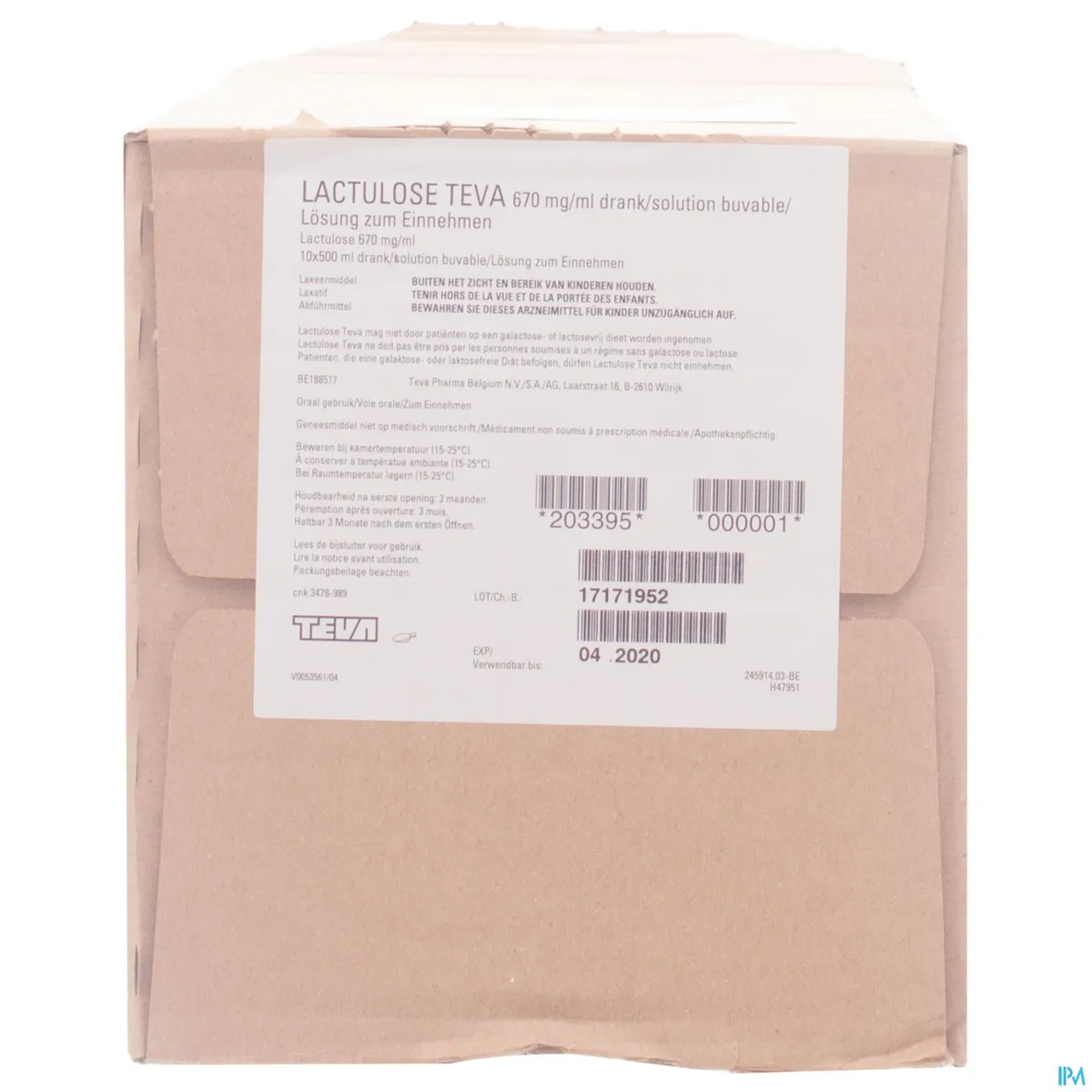 Lactulose Teva 670mg/ml Drinkbare Oplossing 10 x 500ml