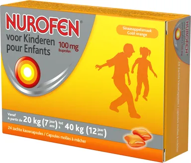 Nurofen Enfants 100mg 24 Capsules Molles à Mâcher