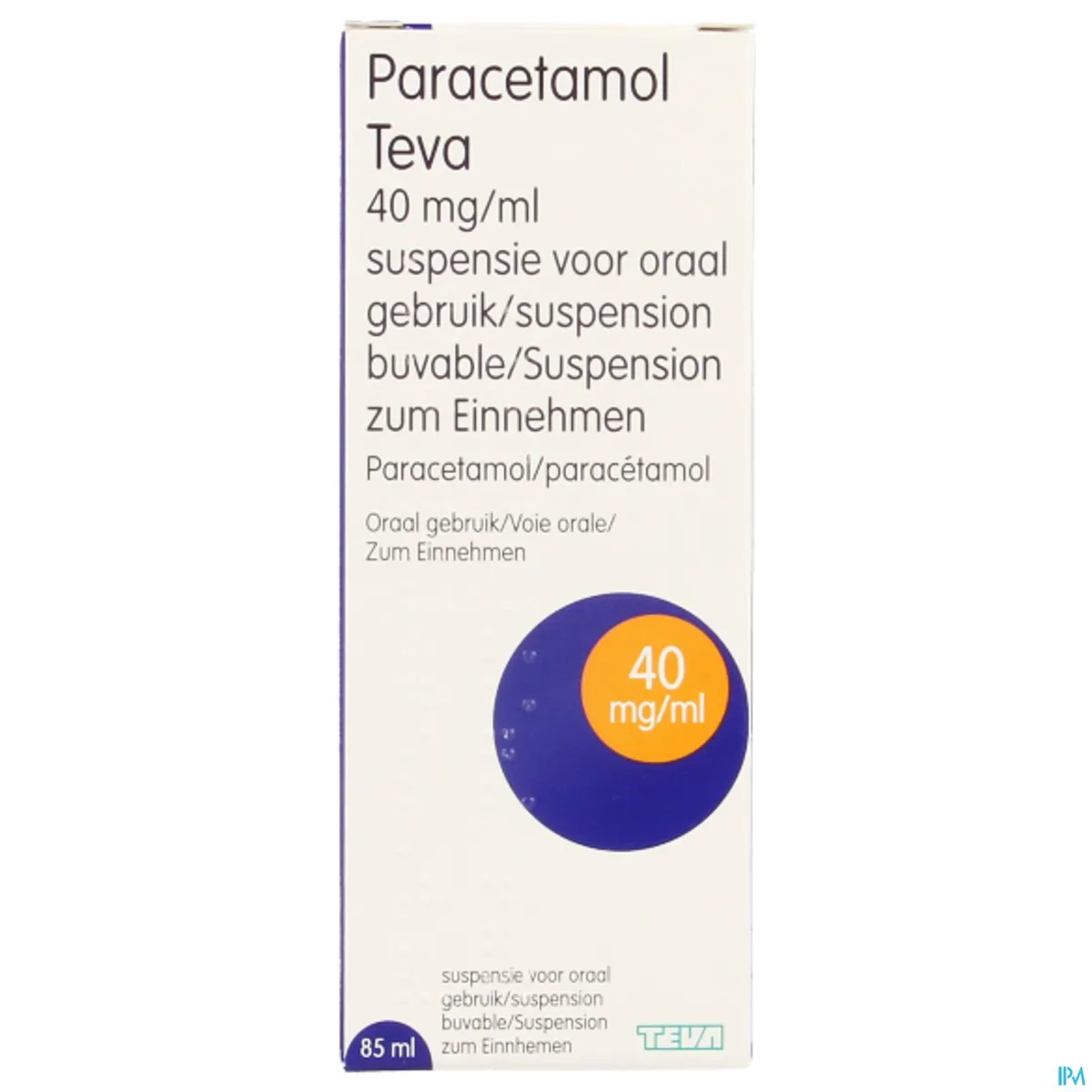 Paracetamol Teva 40mg/ml Suspensie voor Oraal Gebruik 85ml