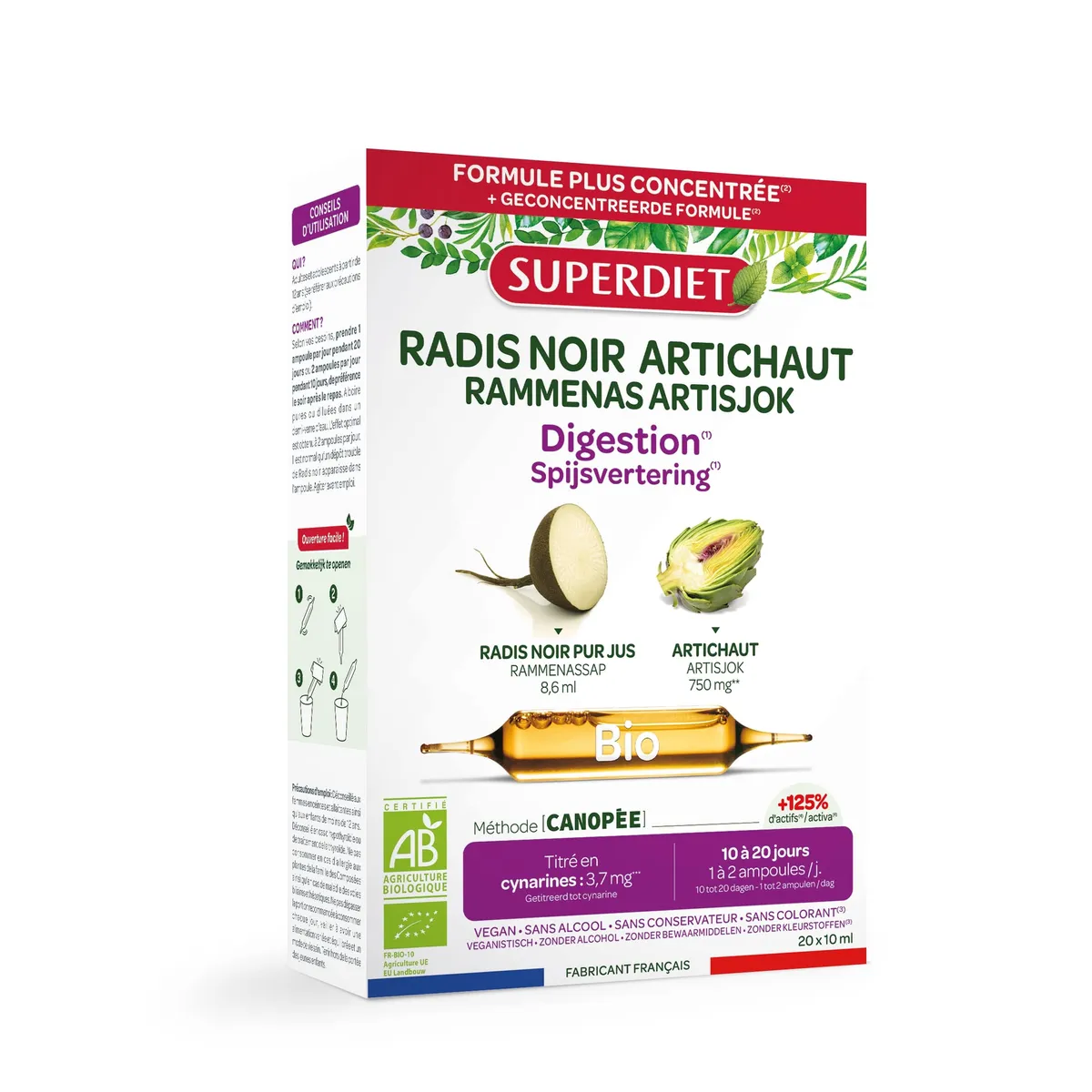 Superdiet Radis Noir Artichaut Ampoules 20x10ml