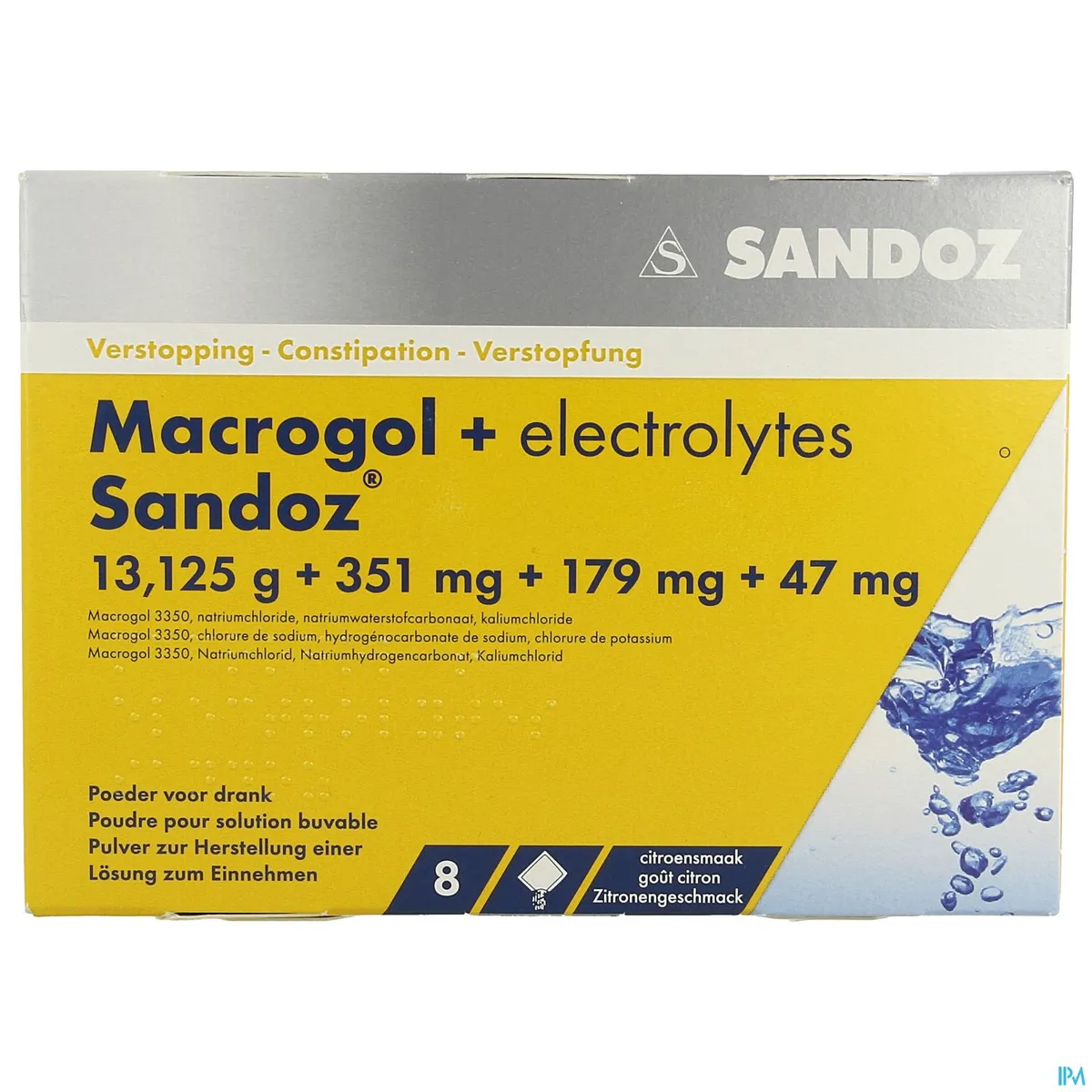Macrogol + Electrolytes Sandoz 8 Poederzakjes