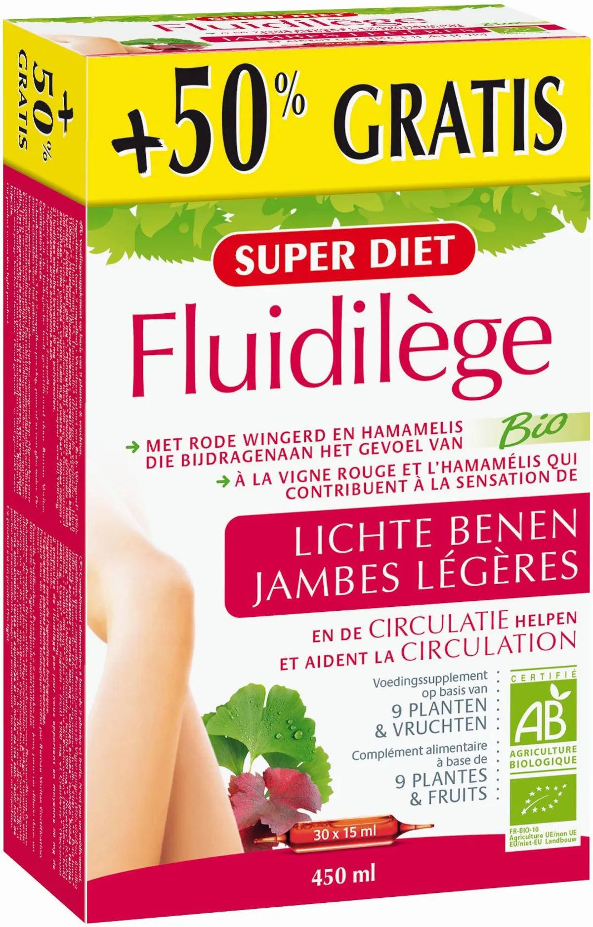 SuperDiet Fluidilege Bio 30 Ampoules x 15ml (plus 50% gratis)