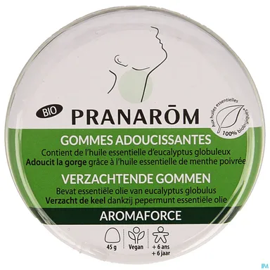 Pranarôm Aromaforce Gommes Gorge Eucalyptus Menthe 45g