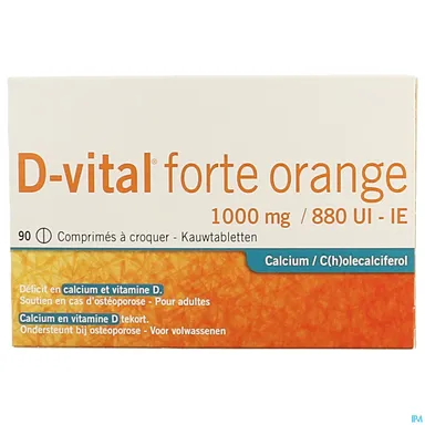 D Vital Forte Orange 1000 mg/880 UI Kauwtabletten. 90