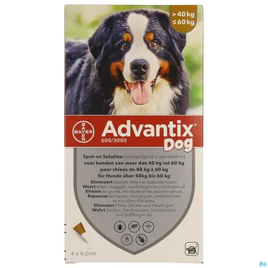 Advantix Dog Spot-on Opl Hond 40-60 kg Pipet 4x6 ml