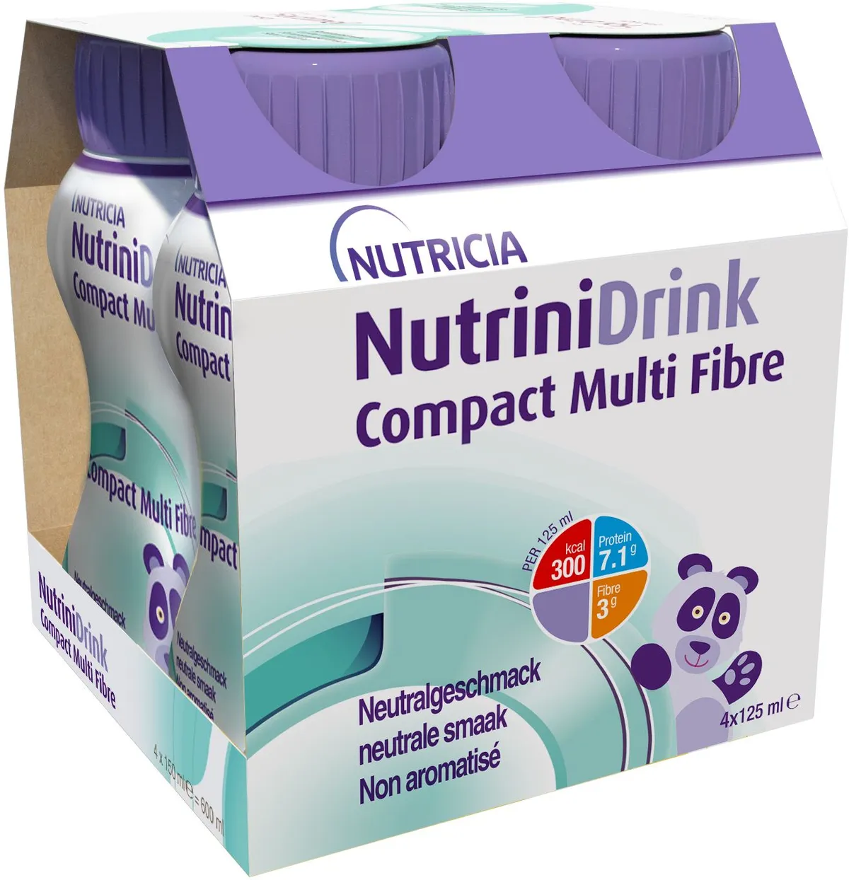 NutriniDrink Compact Multi Fibre Goût Neutre Bouteilles 4x125ml
