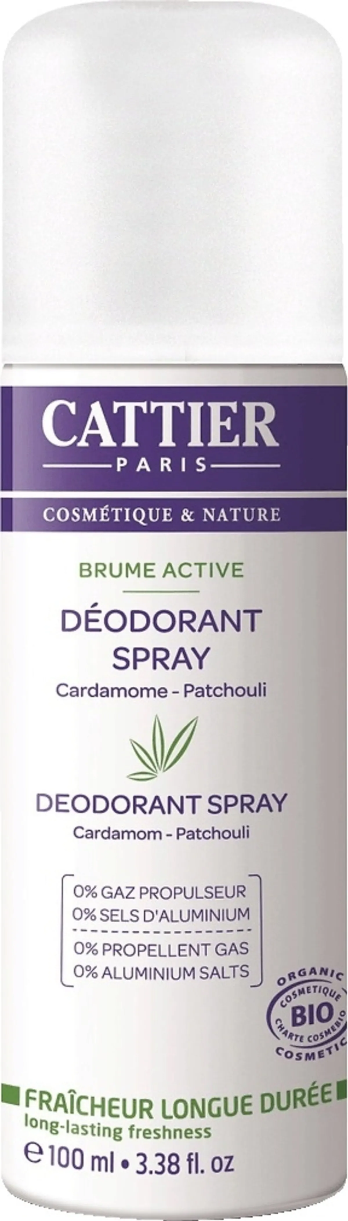 Cattier Déodorant Spray Cardamome Patchouli Bio 100ml