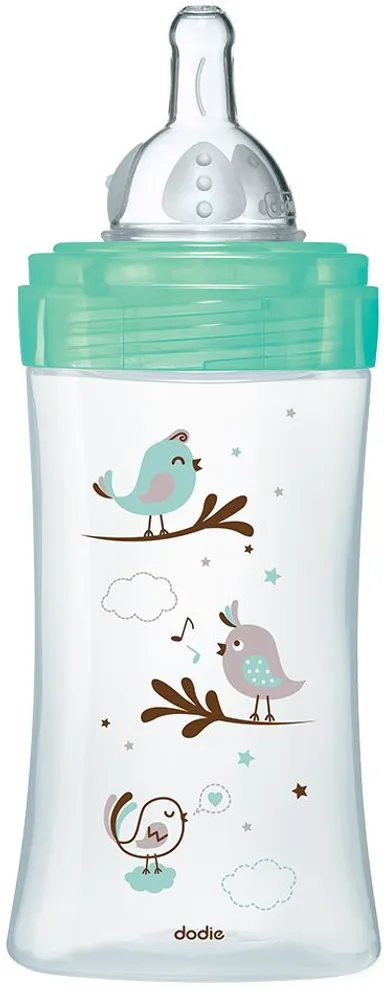 Dodie Biberon Verre Col Large Tétine Ronde 3 Vitesses (Oiseaux) 270ml