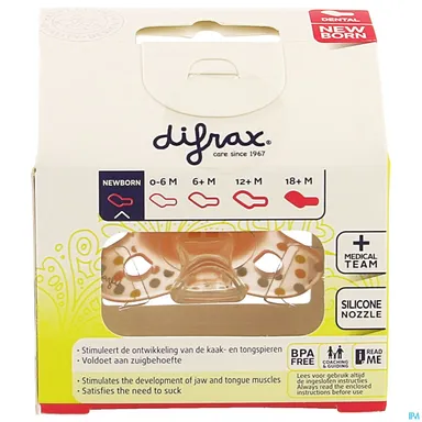 Difrax Fopspeen Newborn Dental Sil Girl-2/2m 1 796