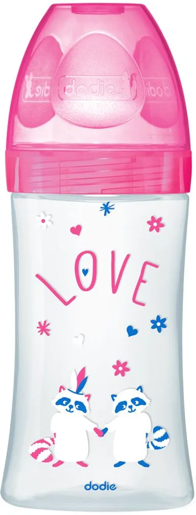 Dodie Biberon Sensation+ Tétine Débit 2 (Fushia Love) 270ml